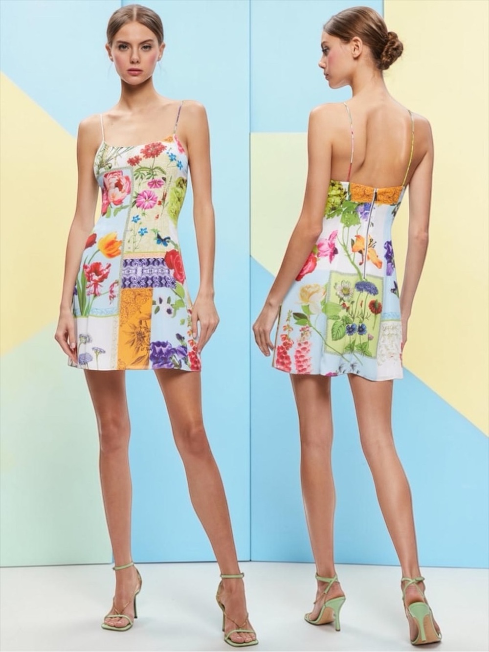 Alice + Olivia Multicolor Floral Patchwork Mini Dress